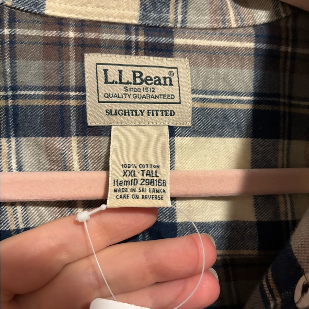 L.L. BEAN Slightly Fitted Blue Plaid Flannel Shirt Shacket Men’s Size Tall XXL - Picture 2 of 6